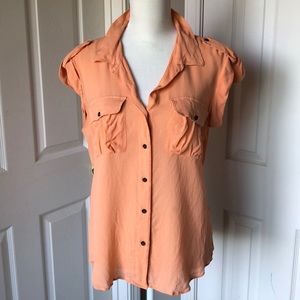 Vintage orange 100% silk button down (safari)